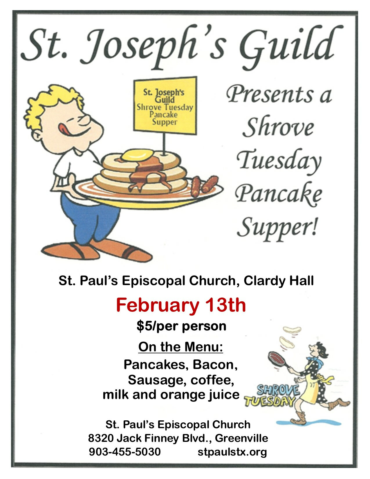 Shrove Tuesday Pancake Supper | St. Paul's Episcopal Church | Greenville